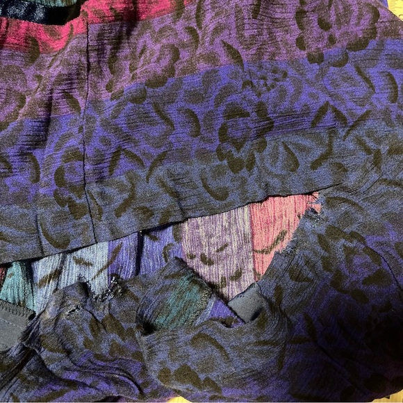 Vintage 80s90s Karin Stevens Blue Velvet Jewel Tone Rayon Maxi Dress - Picture 8 of 8